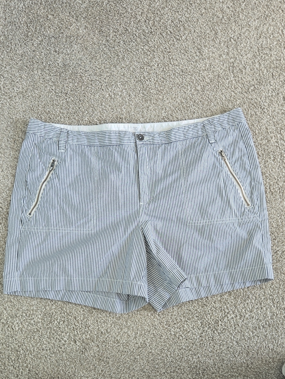 Caslon Navy and White Pinstripe Bermuda Shorts 16